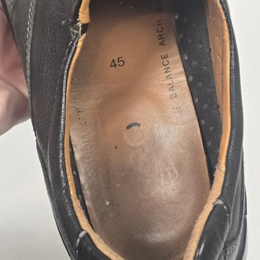 Ecco Mens 11 Dress Loafers Fusion Leather Black Slip On Academia Grandpa Preppy